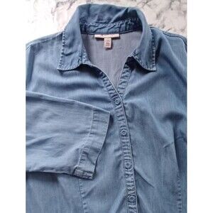 JM Collection Blue Button-Up Blouse